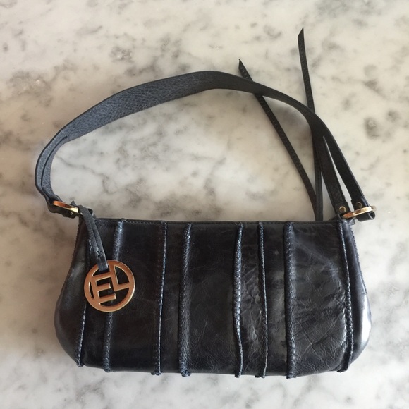 Distressed Genuine Leather Elliot Lucca Blue Bag - Picture 5 of 8